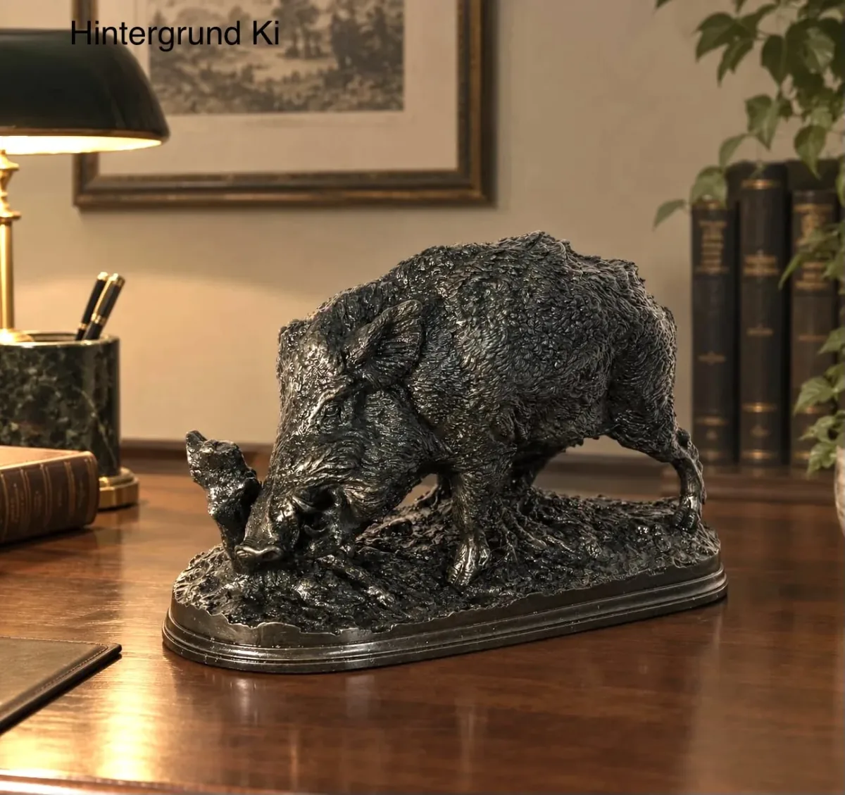 Bronze Figur bei Thomas Nostalgie & Raritäten, Beispiel: Französische antike Bronzefigur – gehender Keiler, 1910, Plinthe natur