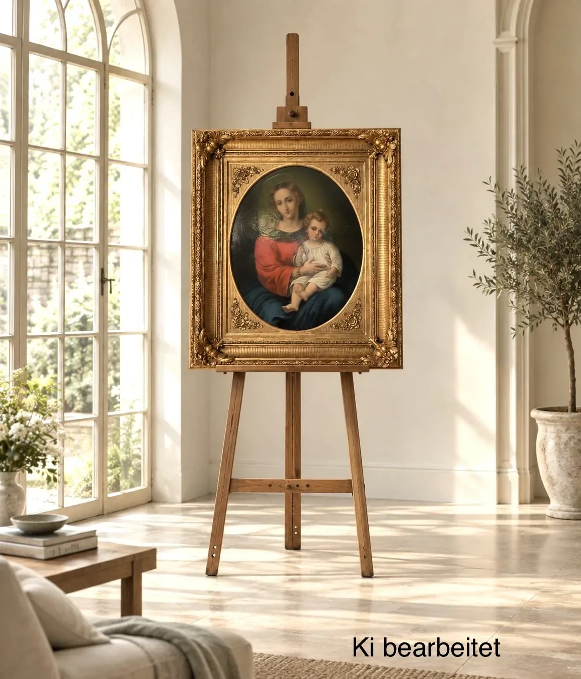 Ölgemälde bei Thomas Nostalgie & Raritäten, Beispiel: Antikes Ölgemälde Madonna mit Jesuskind nach Murillo-Motiv, ca. 1850–1