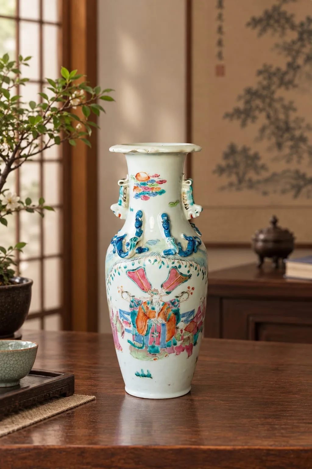 Antike chinesische porzellanvase familie rose kuang hsu 1875-1908 – Chinesische Porzellanvase, Familie – Rose -Stil, antik, Figurenszenen, Nr.253, Kuang Hsu, 1875-1908