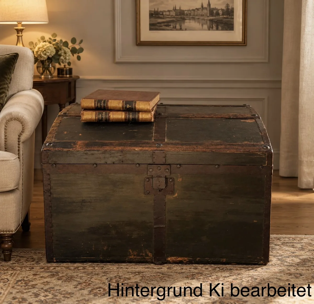 Antike Überseetruhe aus den 1890er Jahren – Truhe mit Patina, historischer Blickfang und stilvoller Aufbewahrungsort