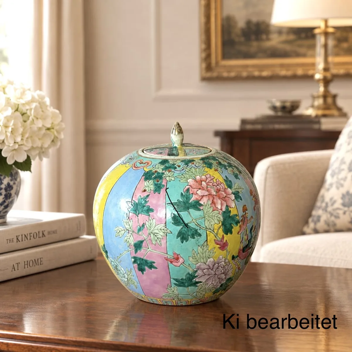 Chinesische Ingwer Vase Famille Rose Republikzeit – Antike Chinesische Ingwer Vase im Famille Rose Stil – Republikzeit, Deckel, Zertifikat 235