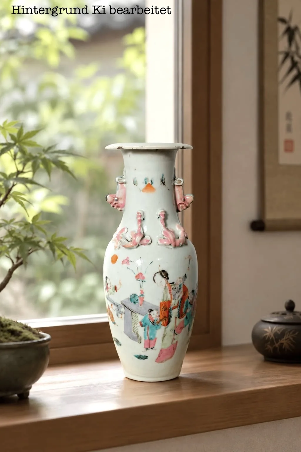 Chinesische Porzellanvase, Familie – Rose -Stil, antik, Figurenszenen, Nr.295, Kuang Hsu, 1875-1908
