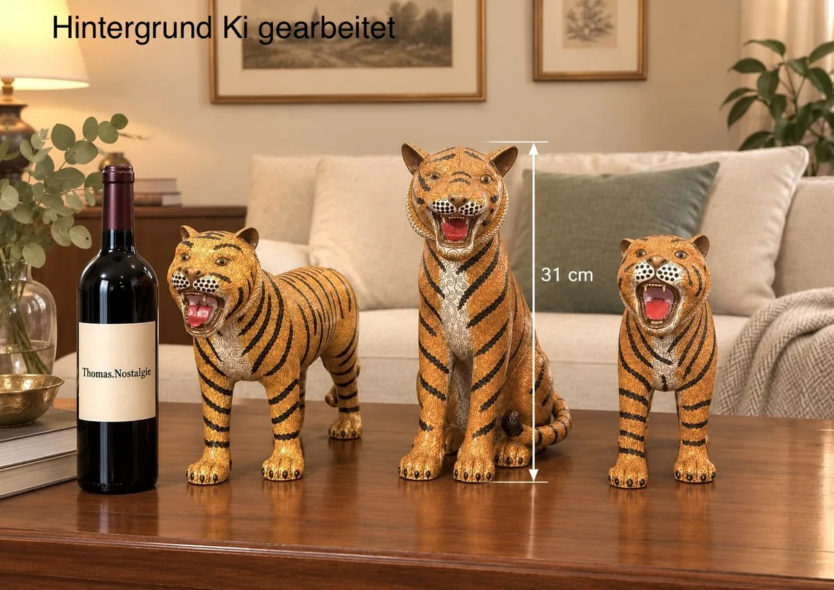 Cloisonné Tiger Set Vintage 1960er 1970er – Chinesischer Cloisonné-Tiger-Set aus Vintage-Zeiten: Drei majestätische Figuren mit archaischem Charme