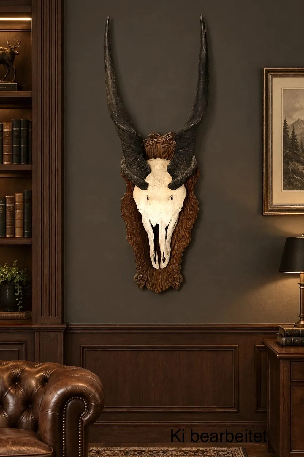 Elenantilope Trophäe Holzschild Vintage Große Ausführung – Elenantilope Trophäe – Große Vintage-Ausführung mit Holzschild, Sammlerstück aus altem Herrenhaus
