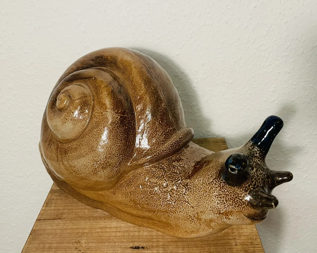 Keramik Schnecke Vintage Deko – Keramik Schnecke, Glasur, Vintage Dekoration, Gartendeko, Handgefertigt, Groß, Hingucker, Ansicht 2 von 6