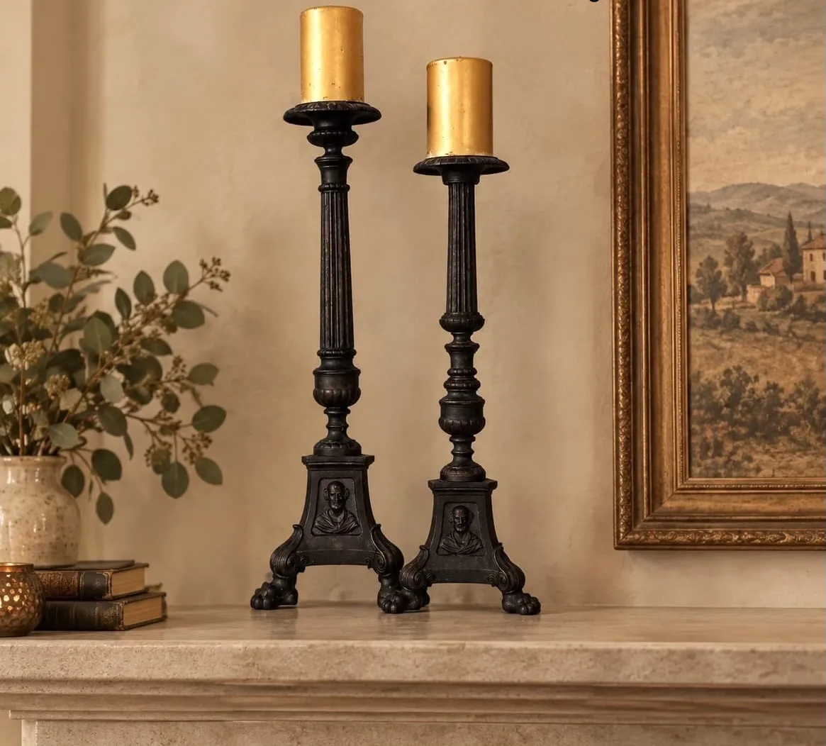 Kerzenständer Set, antik, Gusseisen, elegantes Design, Ornamenten, Augenweide