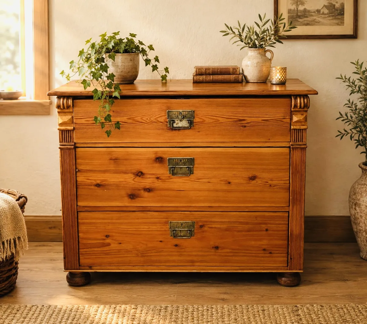 Kommode, antik, Weichholz, Gründerzeit, Landhaus - schöne Größe, passend für kleine Zimmer