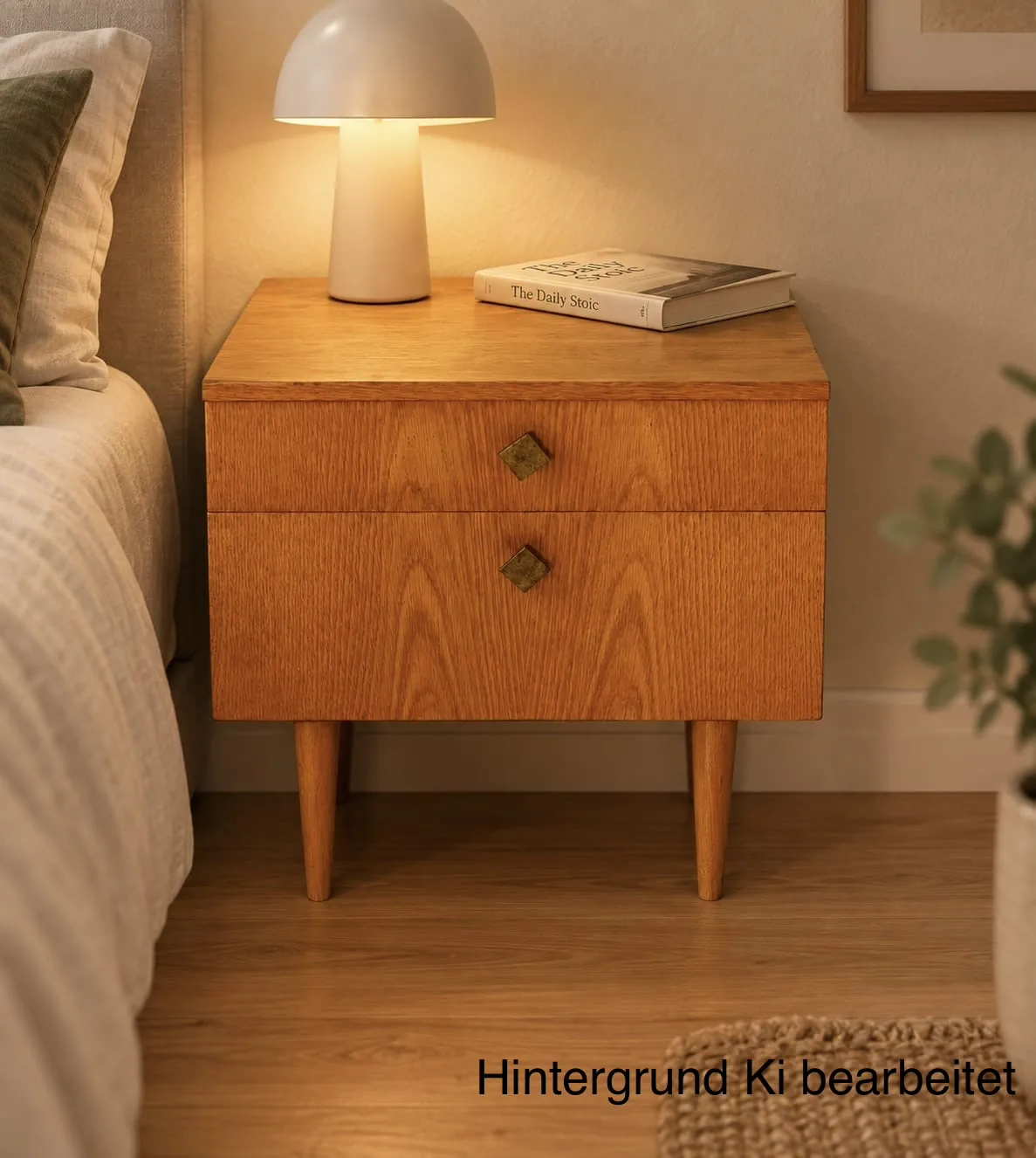 Mid century modern nachttisch 1960er dänisches design messing griffe – Vintage Nachttisch | Dänisches Mid Century Modern 1960er | Holz & Messinggriffe | 50x35x49 cm