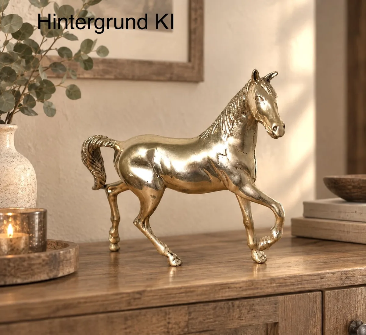 Pferdestatue Vintage Mid Century versilbertes Messing – Pferdestatue Vintage Mid Century – Versilbertes Messing, 1950/60er, hochwertig, Blickfang jeder Raum, 1,15kg