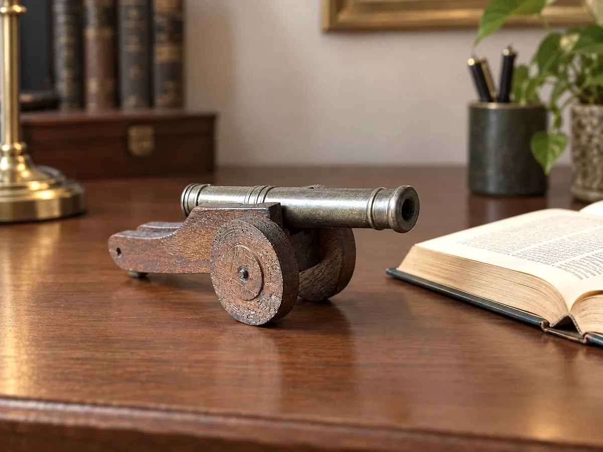 Deko – Modell Kanone, vintage, 1950er, Bronze, Spielzeug, Sammlerstück, Dekoration