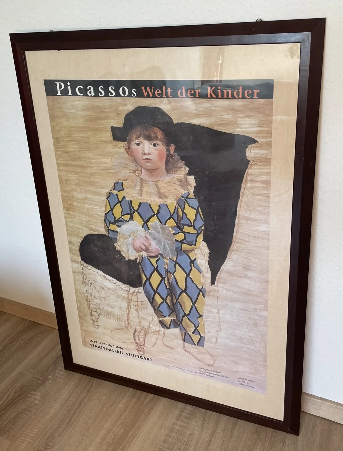 Vintage Werbeplakat – Werbeplakat ,Vintage, Staatsgalerie Stuttgart, Picassos Welt der Kinder, Rahmen