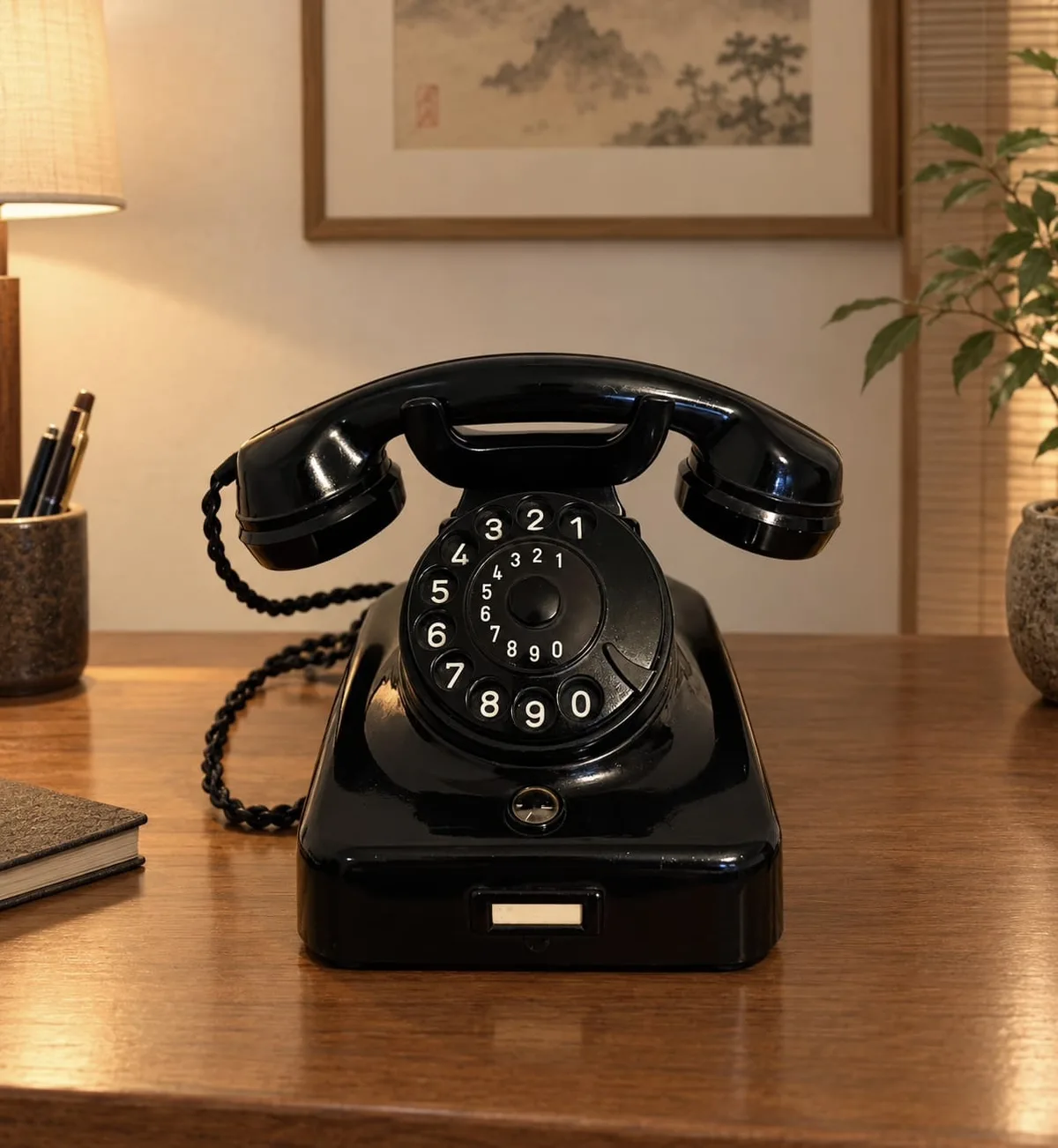 Wählscheibentelefon, Tischtelefon, FTZ, Vintage, 1950er, Bakelit, Sammlerstück, Dekoration