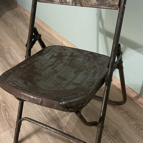 Klappstuhl ,antik, 1930/40er, Industrie Design, Patina, Logo, je 89€