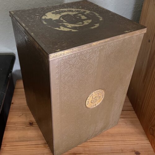 Marke Teekanne ,Seit 1882 Blechdose ,Groß Vintage Gold Rost Box Aufbewahrung ,Retro