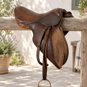 Dressur Sattel, englisch, antik, vintage, Leder, Marke Wasti