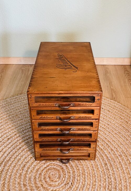 Nähgarnschrank, antik, Schürer, Perlgarn, Stickecht, Rarität, Aufbewahrung, Industrie Design