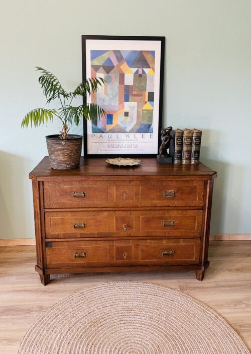 Kommode, antik, Louis Seize, 1790er, Kastenschloss, Eiche, Intarsien Muster, Augenweide