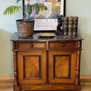 Kommode, antik, 1890er, Gründerzeit, Marmorplatte, Nussbaum Furnier, Augenweide