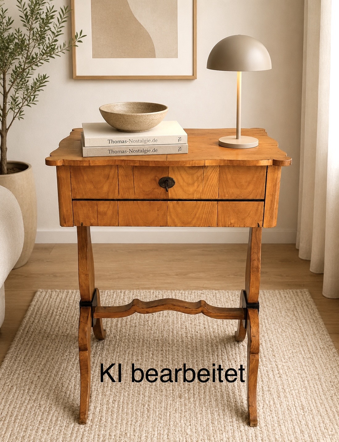 Nähtisch, Beistelltisch, antik, Biedermeierzeit 1840er, Birkenfurnier, Aufbewahrung, Blickfang