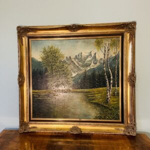 Öl Gemälde, Stuckrahmen, Signatur Cornelius Fischer, Alpenmalerei, Spätromantischer Realismus