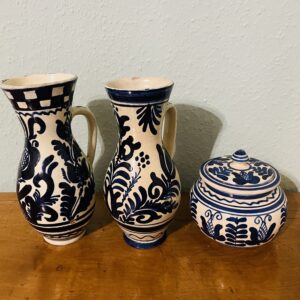 Antikes Siebenbürger Keramik-Set 1910er – Handbemalt: Wein- & Mostkrüge + Schale, Burg-Horneck-Gundelsheim