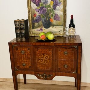 Antikstil Rokoko-Kommode | Intarsien | Messing-Beschläge | Augenweide 81x86x40 cm