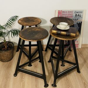 Hocker, Werkstatthocker Set, Industrie Design, Vintage 50/60er Jahre, Stahlgestell, Patina