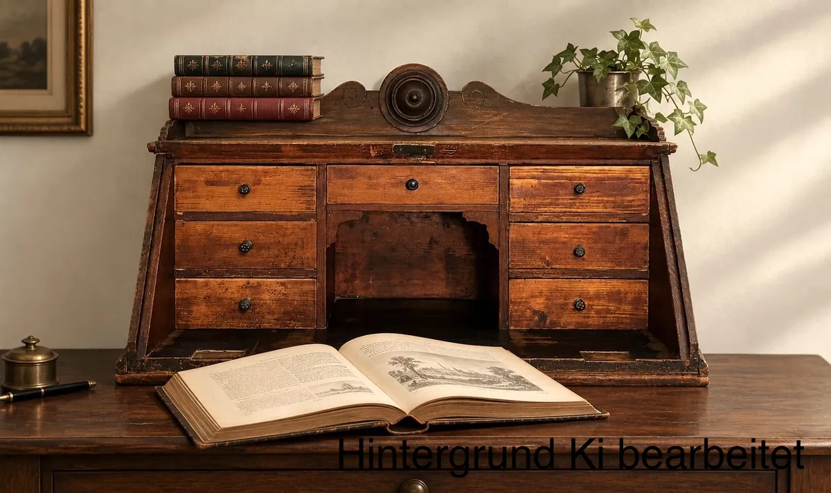 Tisch Sekretär, antik, 1890er, Gründerzeit, massivem Nussbaum, Schubladen, Hingucker