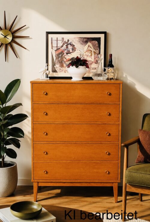 Vintage Kommode – Mid Century Modern, 1960er, Eichenfurnier, zeitloser Design Klassiker
