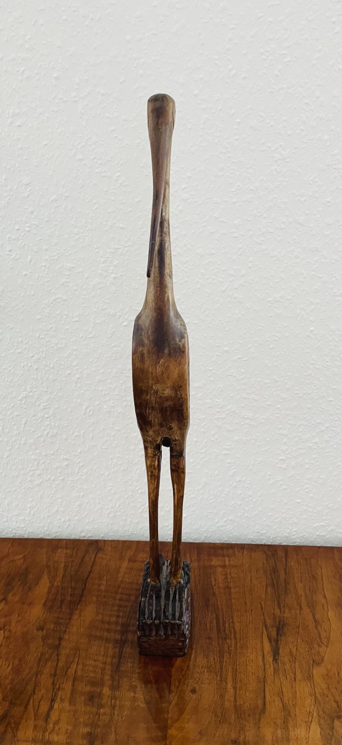 Stilvolle Vintage Kranich-Skulptur aus Teakholz – Mid Century 50er/60er, Design Klassiker