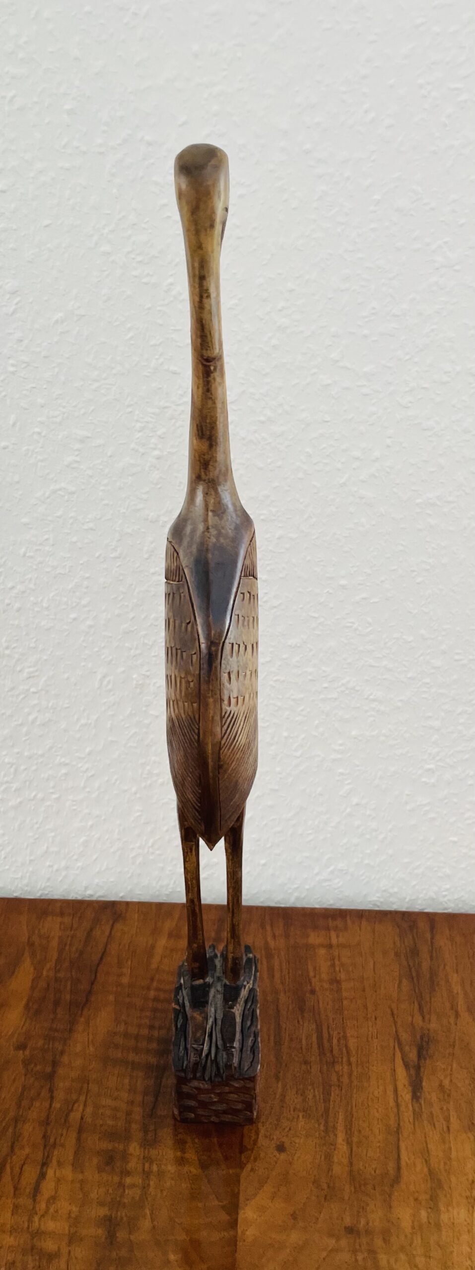 Stilvolle Vintage Kranich-Skulptur aus Teakholz – Mid Century 50er/60er, Design Klassiker
