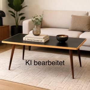 Vintage Mid Century Modern Couchtisch 1960er – Design Klassiker mit schwarzer Oberfläche