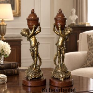 Elegante Vintage-Skulptur: Kandelaber-Paar im Napoleon-Stil von der Art Deco Cesar Collection