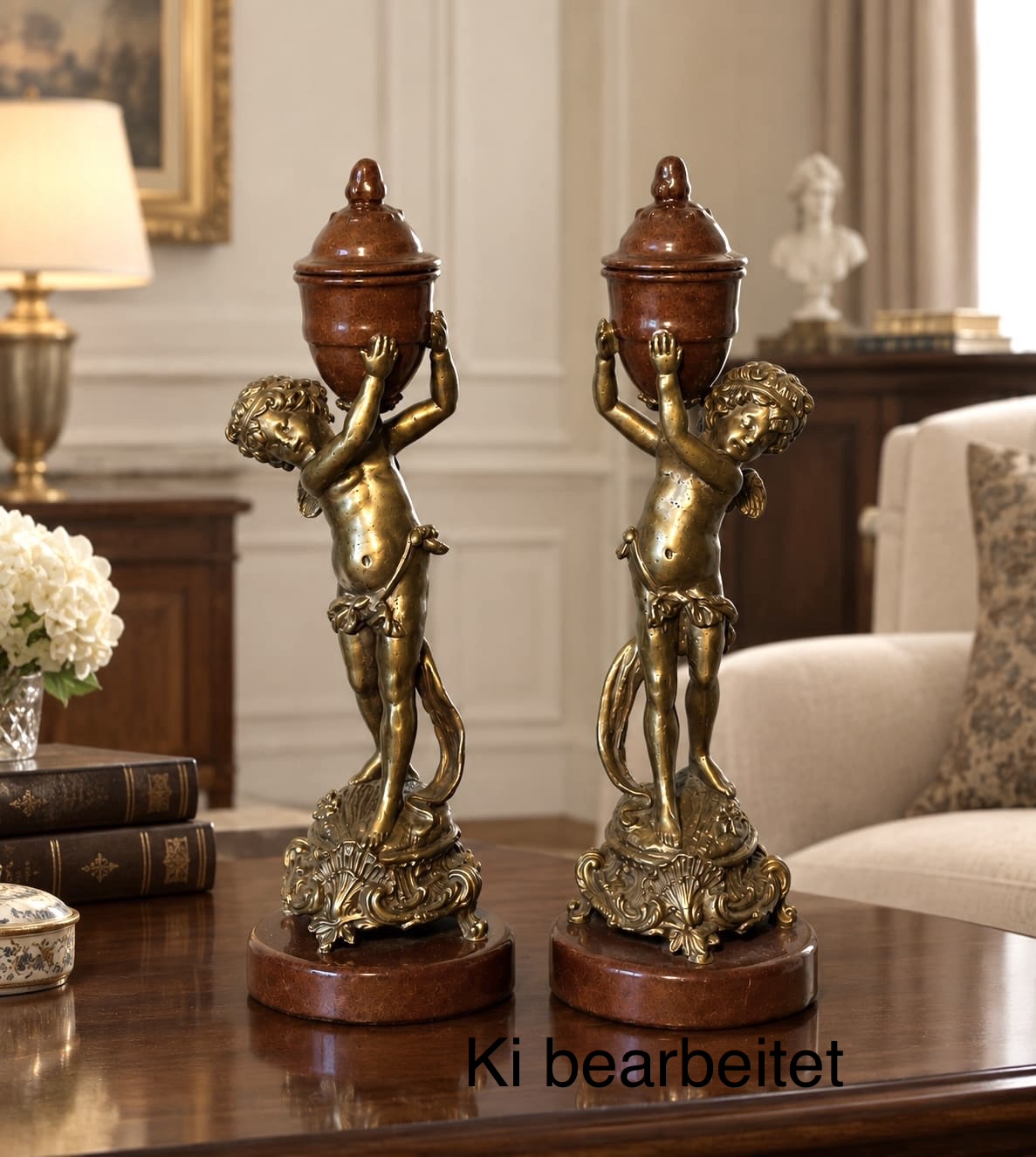 Elegante Vintage-Skulptur: Kandelaber-Paar im Napoleon-Stil von der Art Deco Cesar Collection