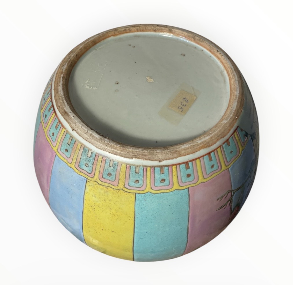 Antike Chinesische Ingwer Vase im Famille Rose Stil – Republikzeit, Deckel, Zertifikat 235