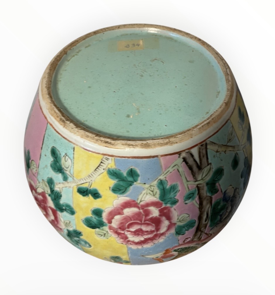 Antike Chinesische Ingwer Vase im Famille Rose Stil – Republikzeit, Deckel, Zertifikat 234