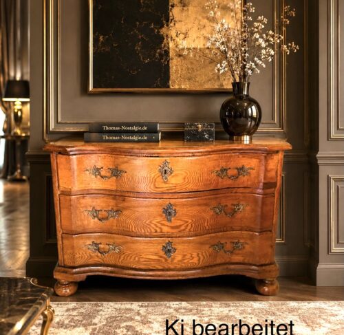 Historische Spätbarock-Kommode 1750-1790, massivholz, drei Schubladen, Messingbeschläge - eine authentische Augenweide