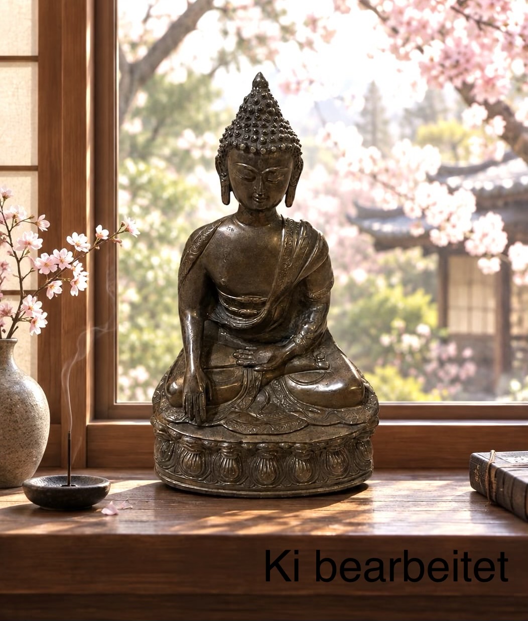 Vintage Bronzefarbene Buddha-Skulptur auf Lotussockel – 5,5 kg Messingkunst, echtes Sammlerobjekt