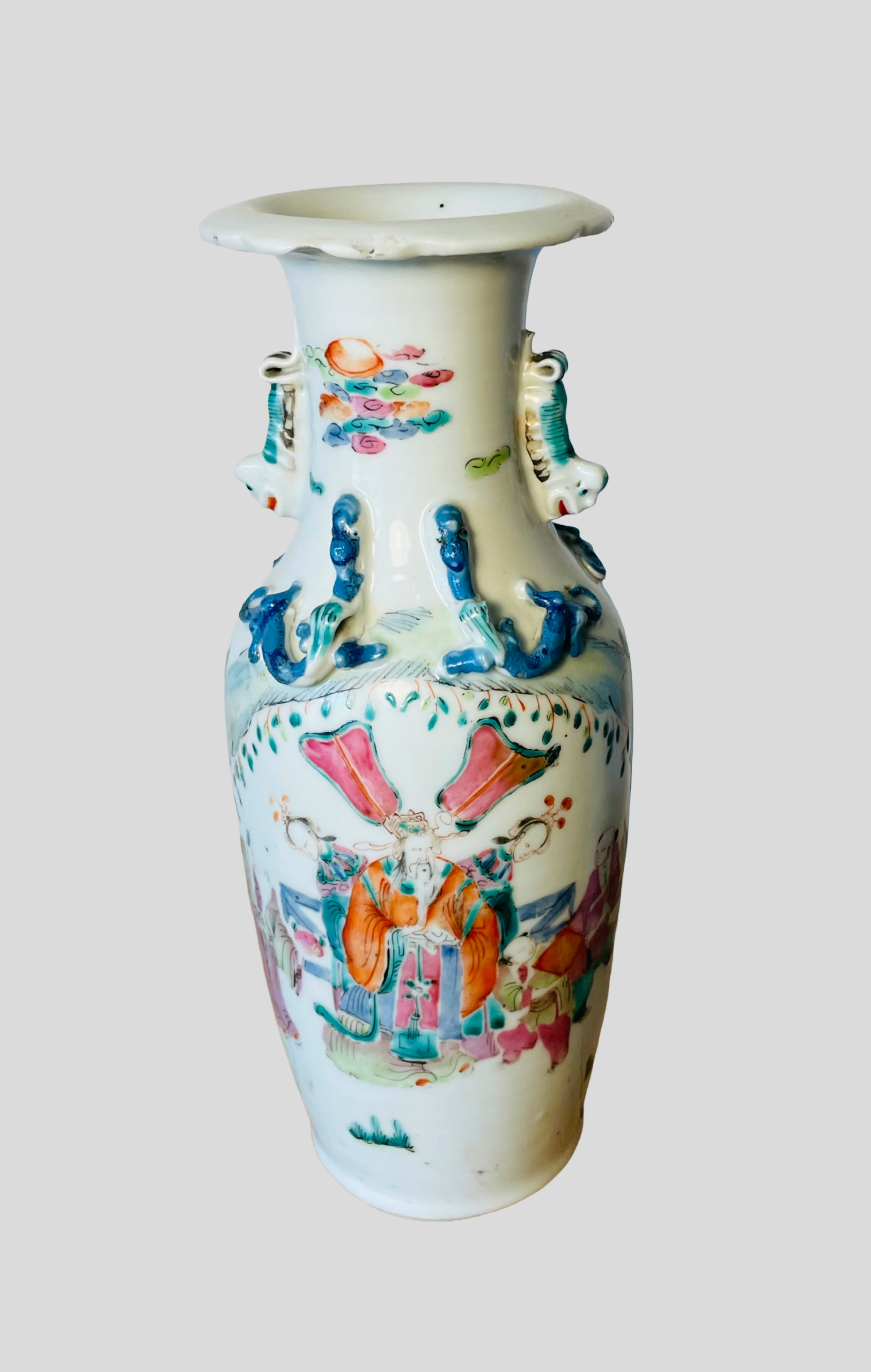 Chinesische Porzellanvase, Familie – Rose -Stil, antik, Figurenszenen, Nr.253, Kuang Hsu, 1875-1908