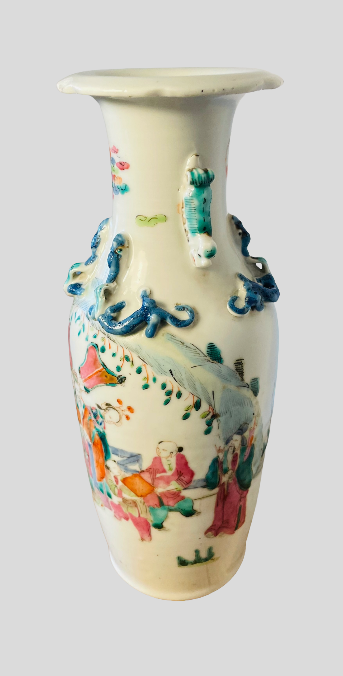 Chinesische Porzellanvase, Familie – Rose -Stil, antik, Figurenszenen, Nr.253, Kuang Hsu, 1875-1908