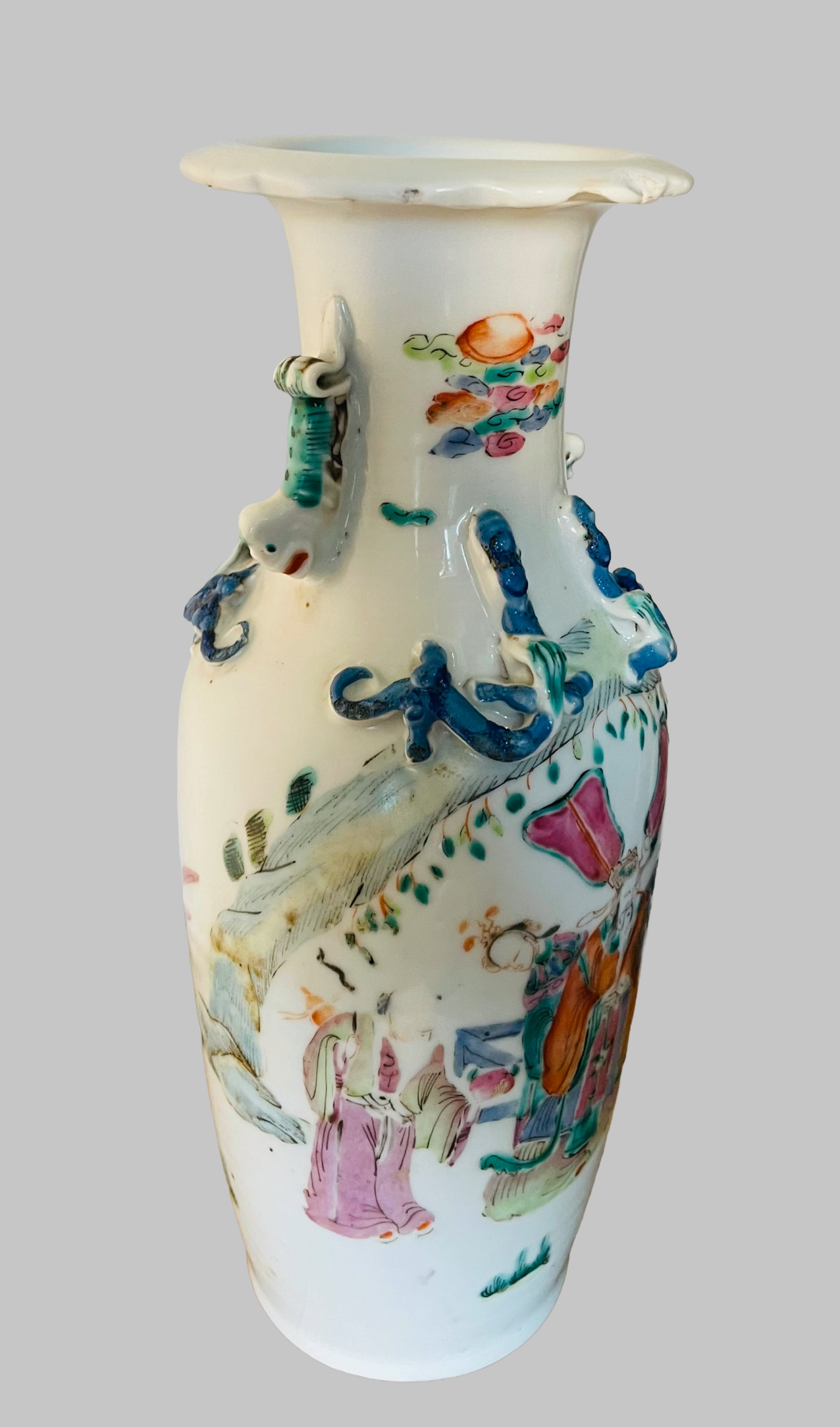 Chinesische Porzellanvase, Familie – Rose -Stil, antik, Figurenszenen, Nr.253, Kuang Hsu, 1875-1908