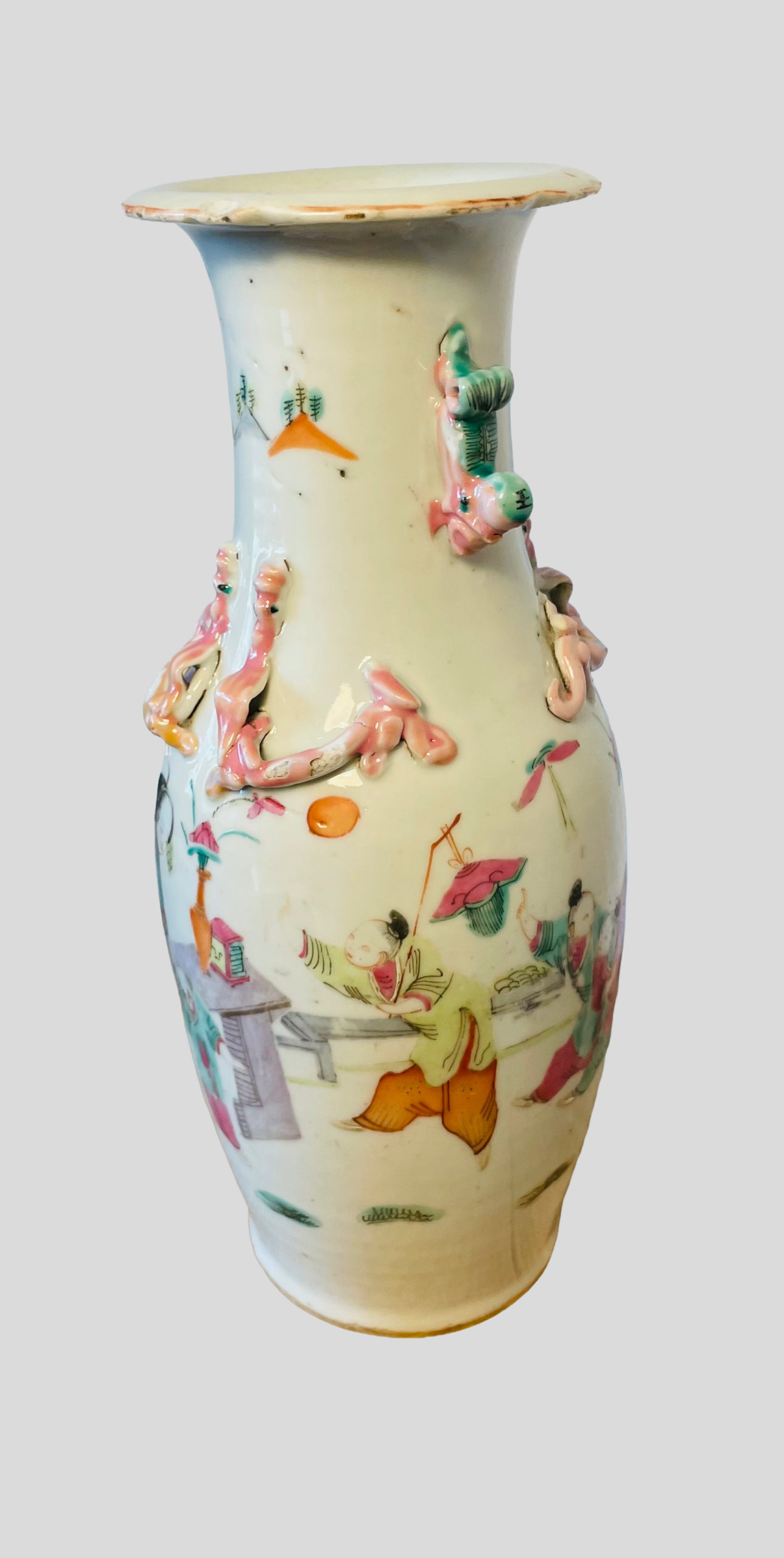 Chinesische Porzellanvase, Familie – Rose -Stil, antik, Figurenszenen, Nr.295, Kuang Hsu, 1875-1908