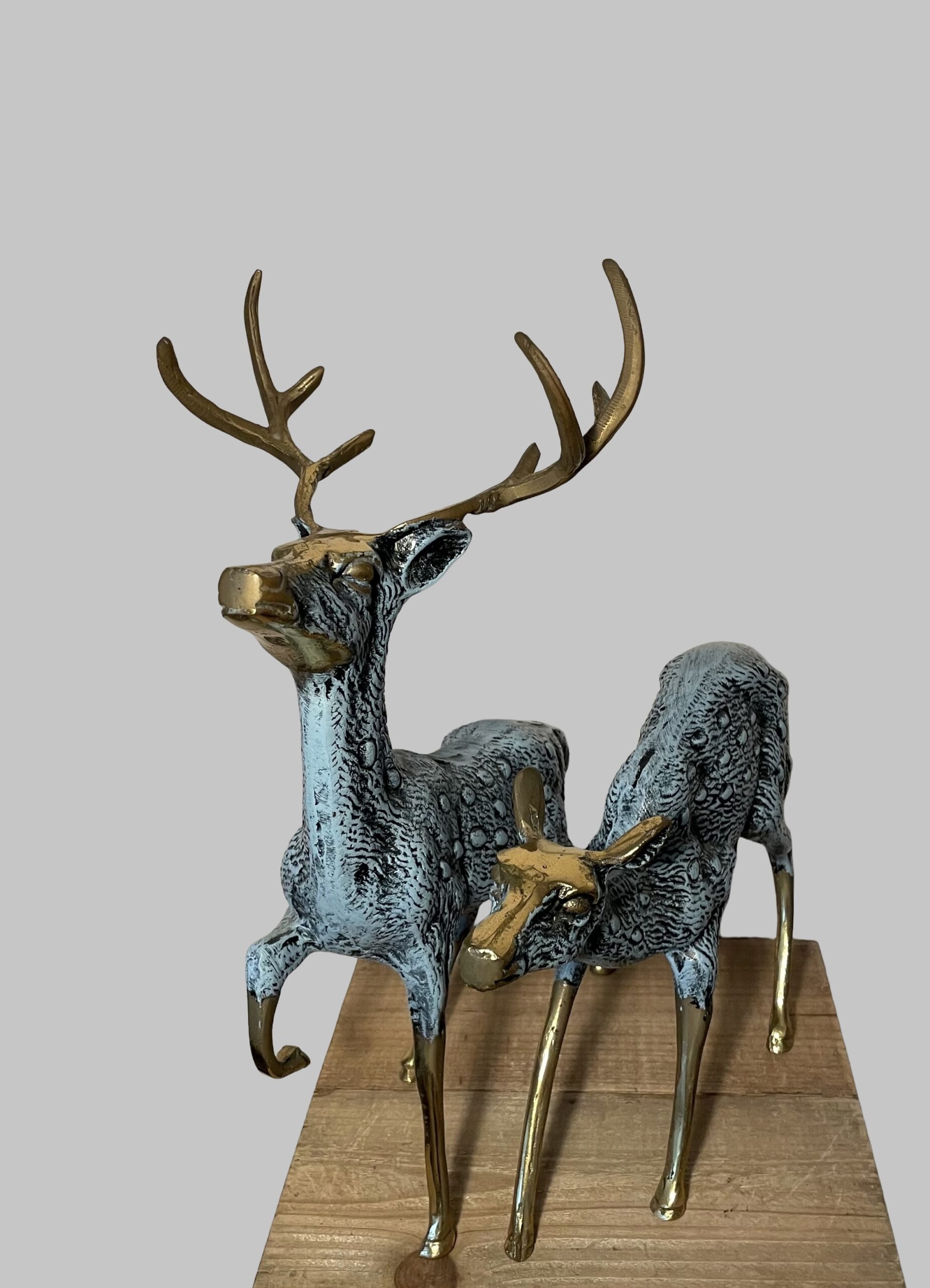 Skulptur Hirschpaar, massiv Messing, Patentiert, Vintage, 1960/70er, Hollywood Regency