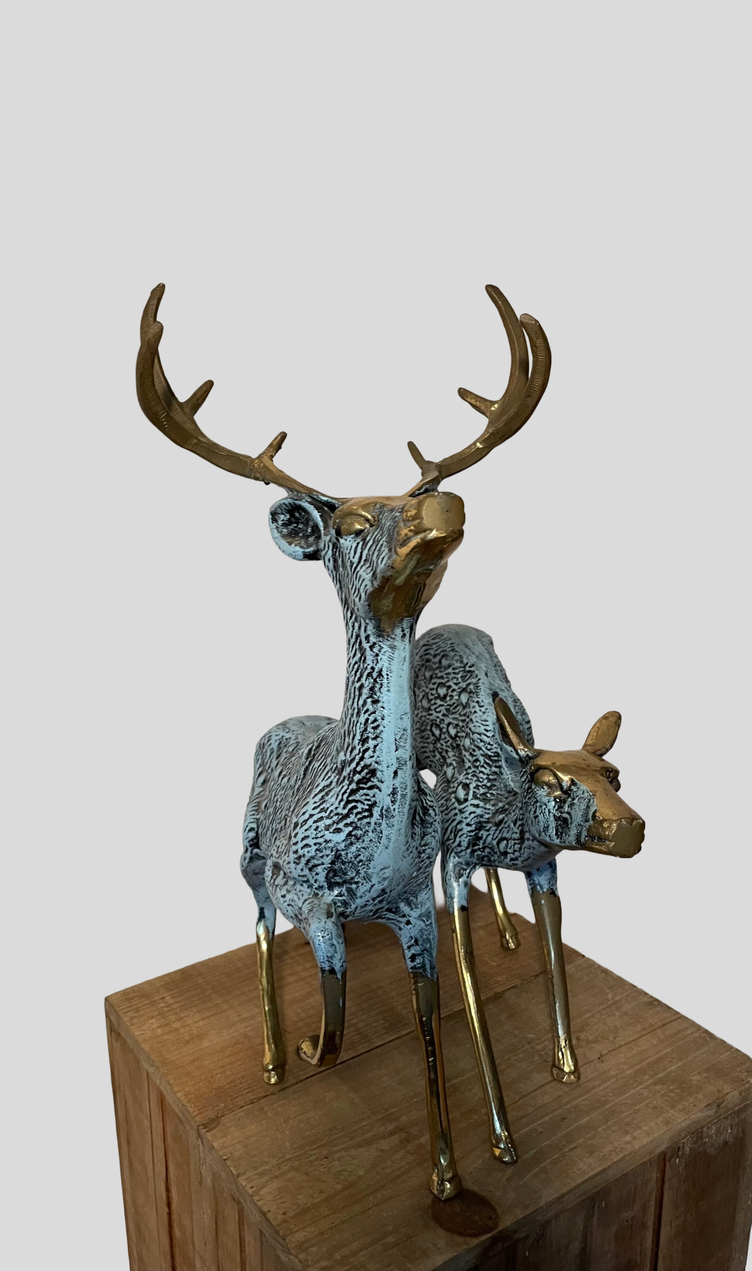 Skulptur Hirschpaar, massiv Messing, Patentiert, Vintage, 1960/70er, Hollywood Regency