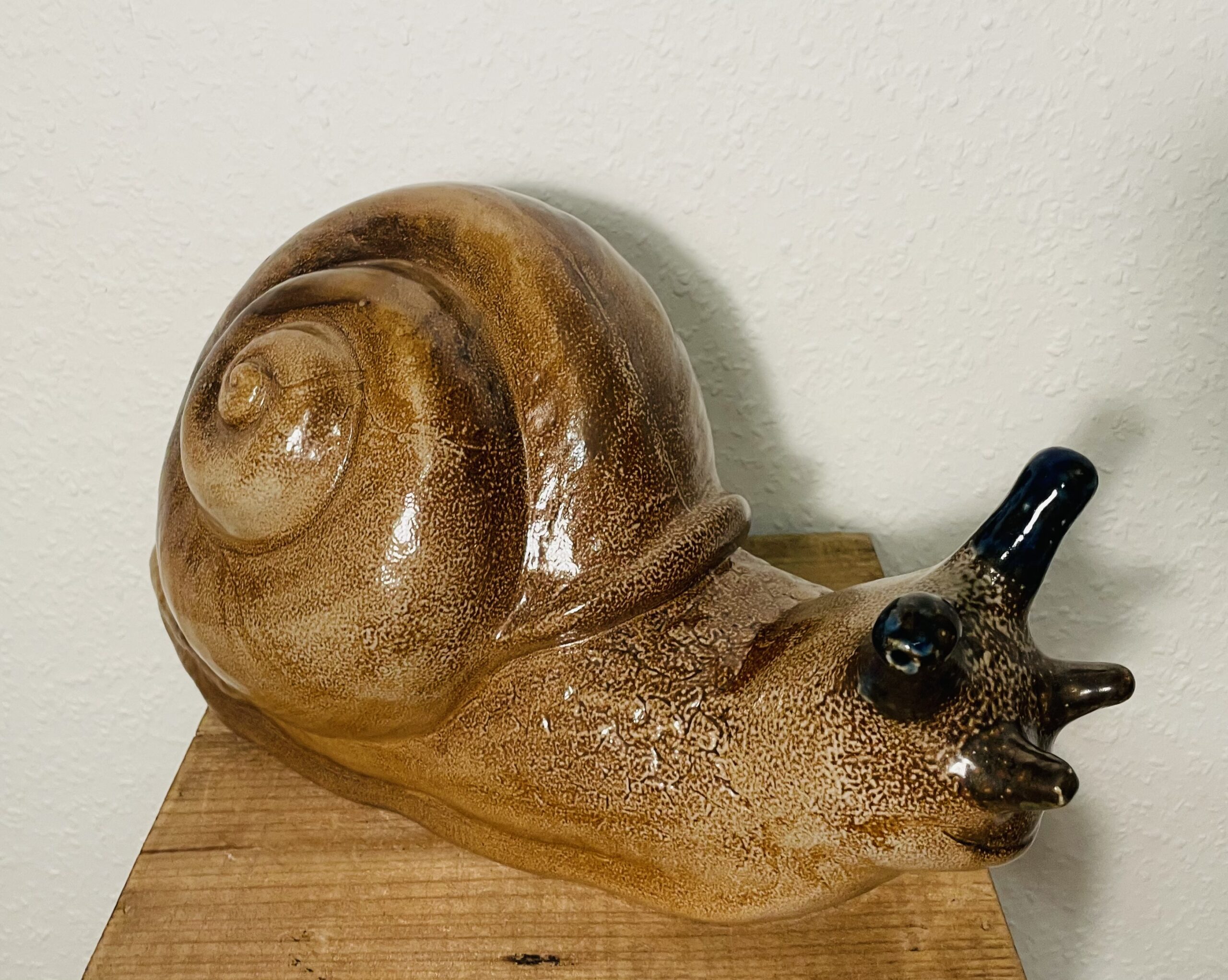 Keramik Schnecke, Glasur, Vintage Dekoration, Gartendeko, Handgefertigt, Groß, Hingucker