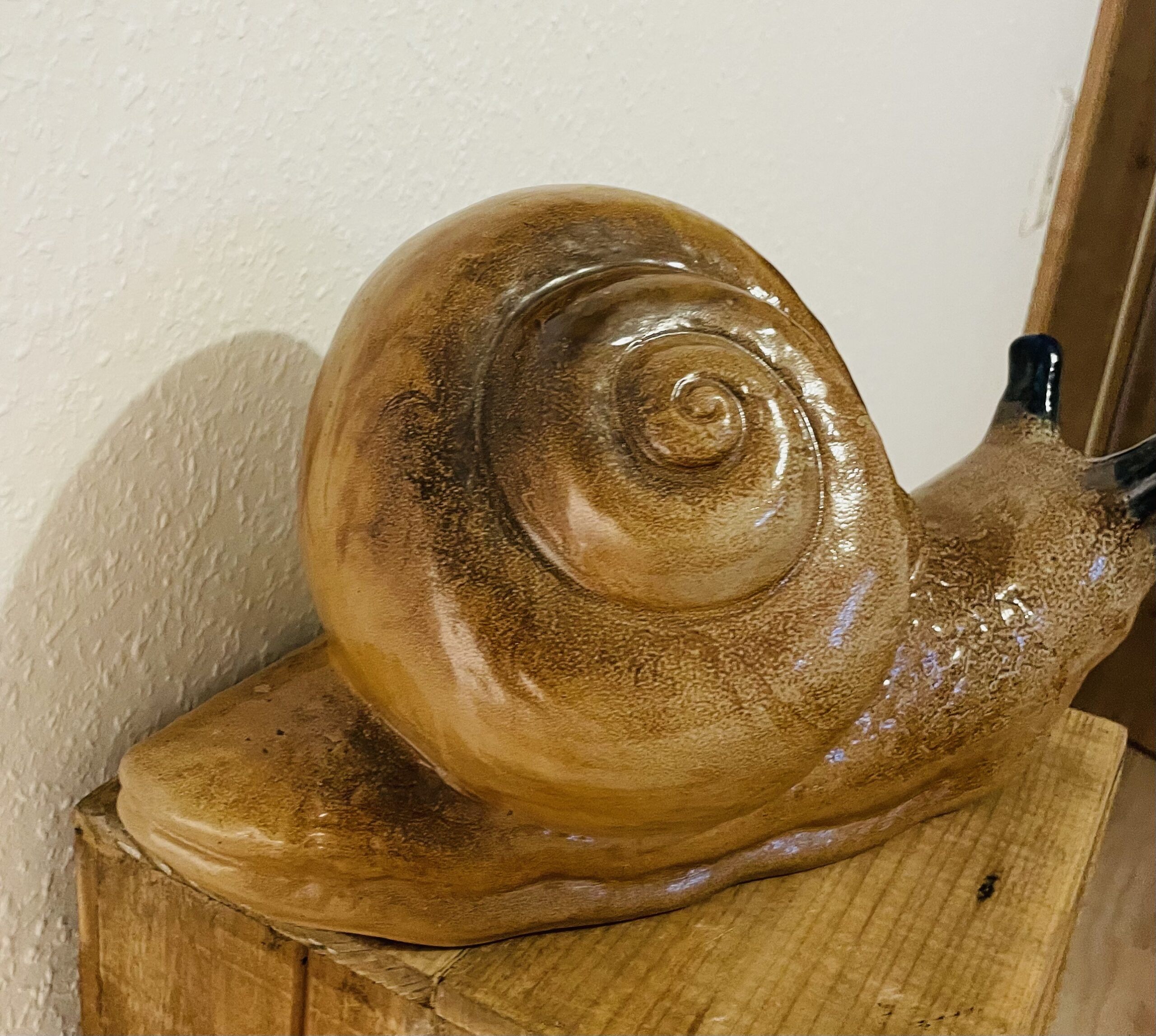 Keramik Schnecke, Glasur, Vintage Dekoration, Gartendeko, Handgefertigt, Groß, Hingucker