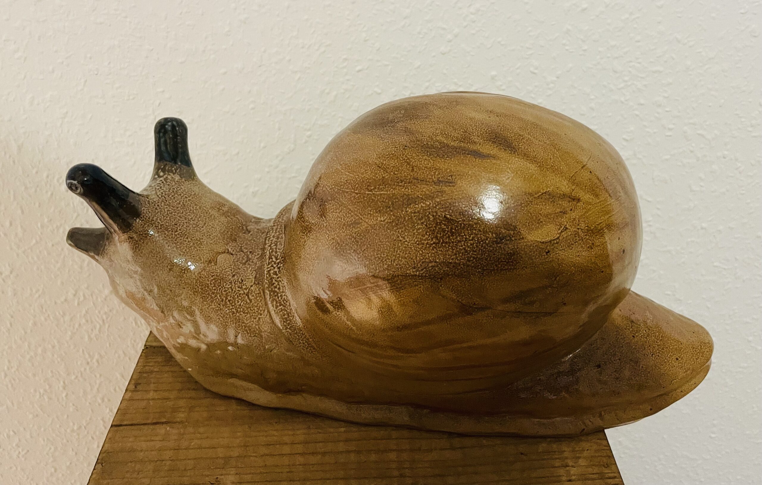Keramik Schnecke, Glasur, Vintage Dekoration, Gartendeko, Handgefertigt, Groß, Hingucker