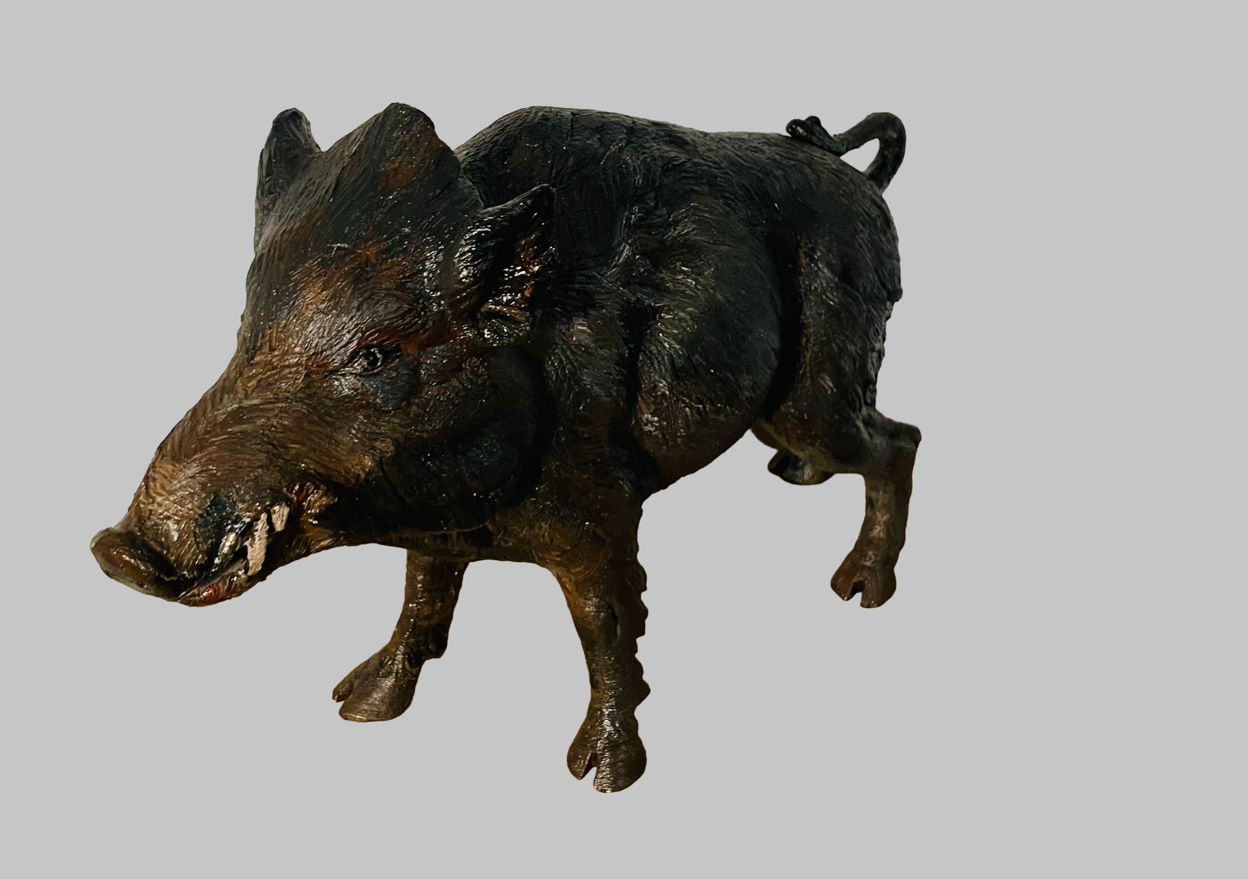 Skulptur Wildschwein – Messing, Vintage, Used Look – Sammlerstück, 3,4 kg, Dekoration