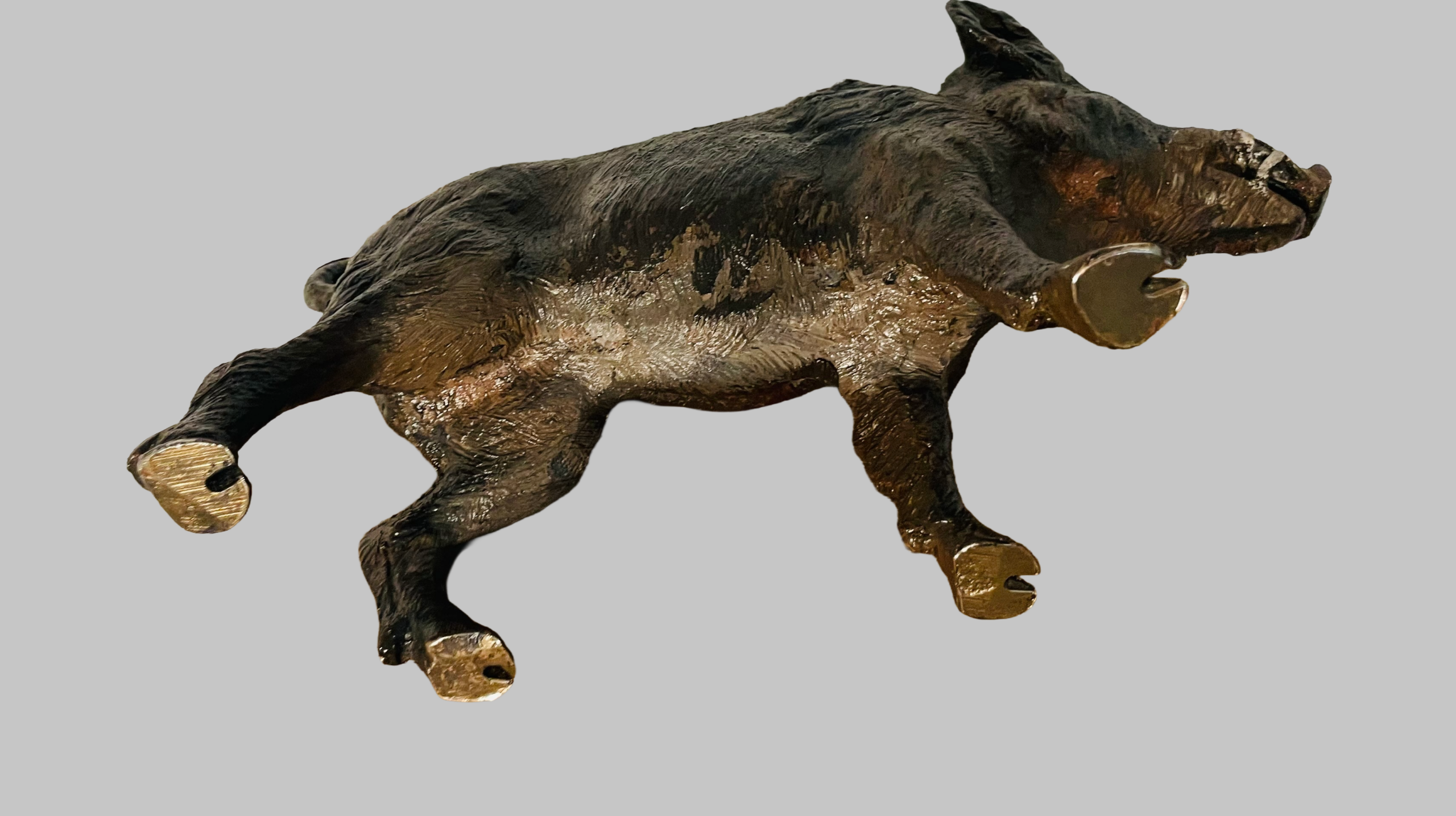 Skulptur Wildschwein – Messing, Vintage, Used Look – Sammlerstück, 3,4 kg, Dekoration