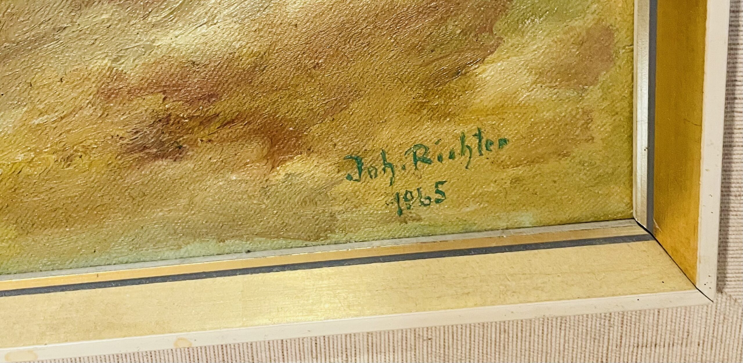 Atemberaubendes Vintage-Olgemälde Ostseeküste (1965) – Johannes Richter, Rahmengröße 112x83 cm